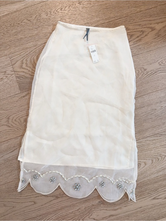 Anthropologie Dresses & Skirts - 103088142 Anthropologie Sheer Ivory Embellished Hem Skirt - XS